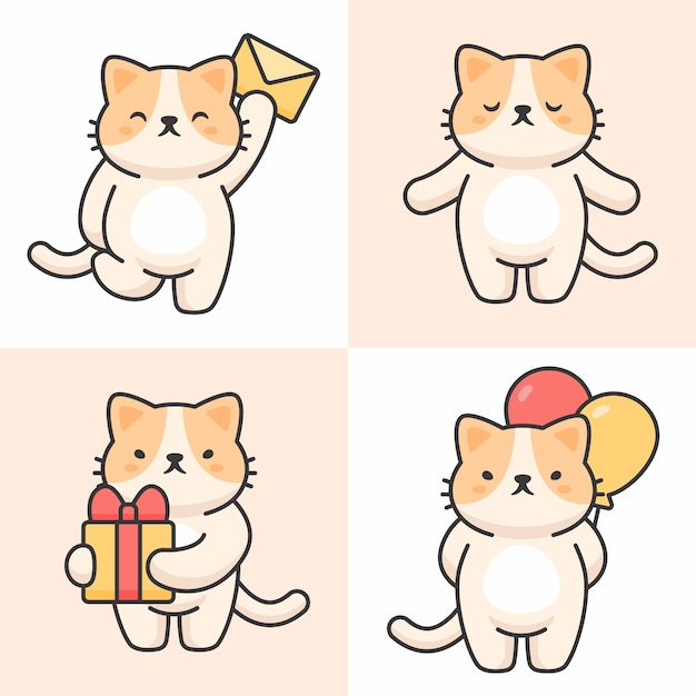 Conjunto de vectores de personajes lindo gato