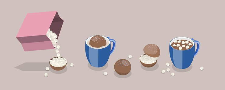 Vector conjunto de vectores planos isométricos 3d de bombas de chocolate