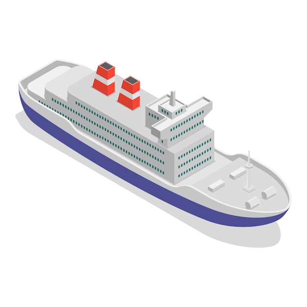 Conjunto de vectores planos isométricos 3d de buques marítimos, embarcaciones de transporte acuático, artículo 3