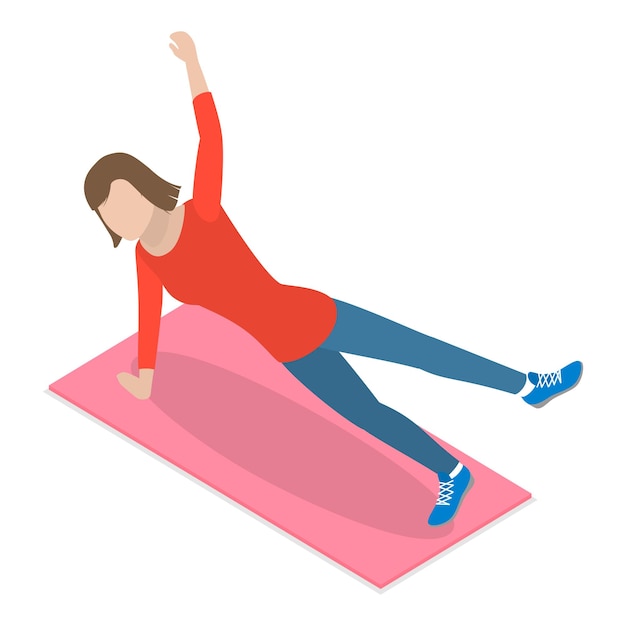 Conjunto de vectores planos isométricos 3D de escenas de fitness Entrenamiento de personas Artículo 4
