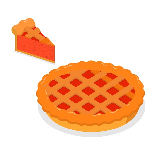 Conjunto de vectores planos isométricos 3D de pasteles y rebanadas diferentes artículo 1