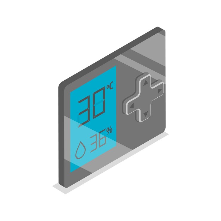 Vector conjunto de vectores planos isométricos 3d de termostato de calefacción y refrigeración para hogares inteligentes artículo de colección 1