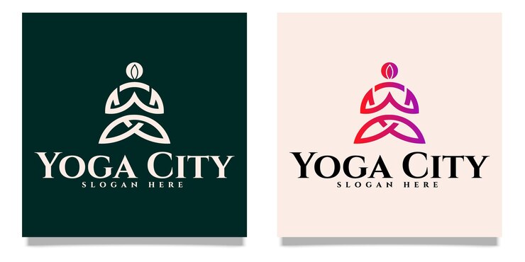 Conjunto de vectores de plantilla de logotipo de yoga, plantilla de logotipo de flor de loto