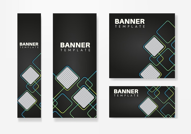 Conjunto de vectores de plantilla web de diseño de banner abstracto, banner web de encabezado. Conjunto de redes sociales de banner moderno