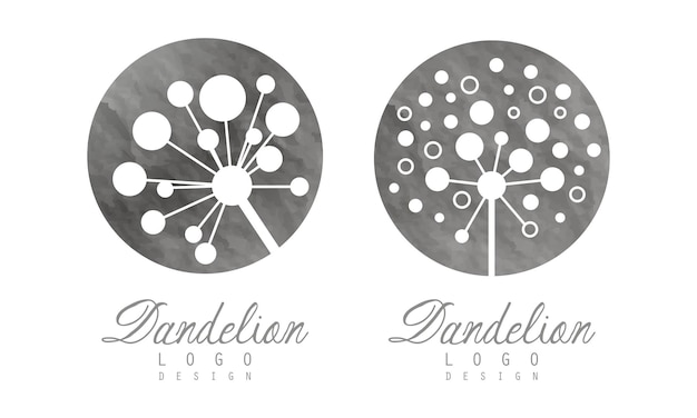 Conjunto de vectores de plantillas para el diseño del logotipo de la cabeza de la flor de diente de león