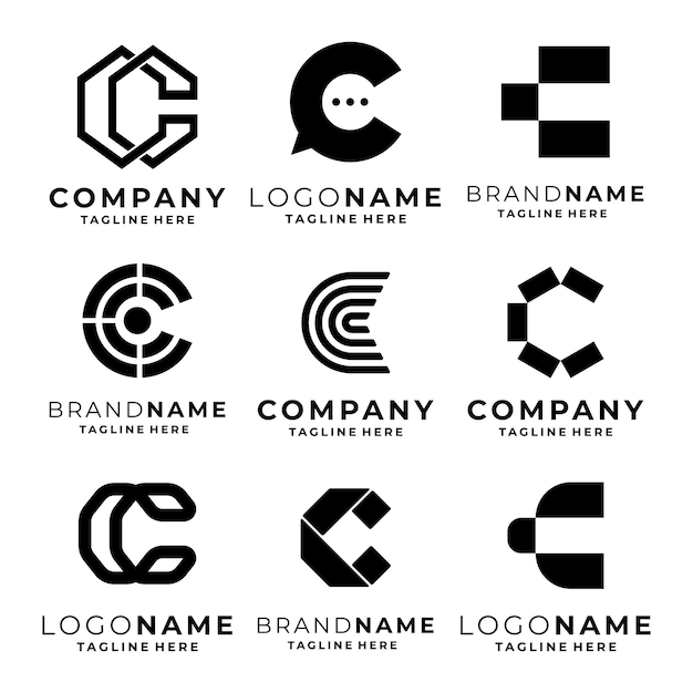 Conjunto de vectores de plantillas de logotipo de la letra C