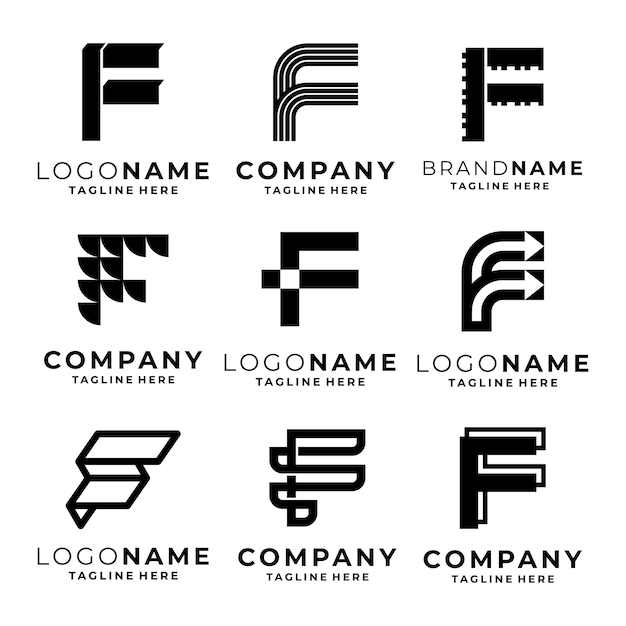 Conjunto de vectores de plantillas de logotipo de la letra F