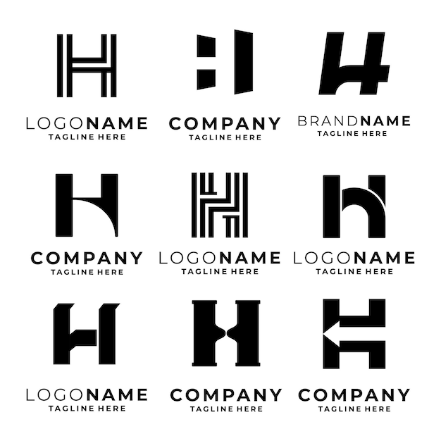 Conjunto de vectores de plantillas de logotipo de la letra H