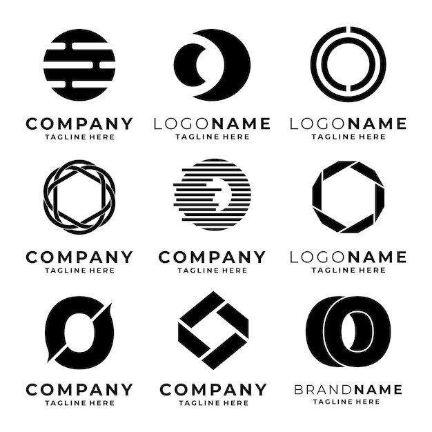Conjunto de vectores de plantillas de logotipo de la letra O