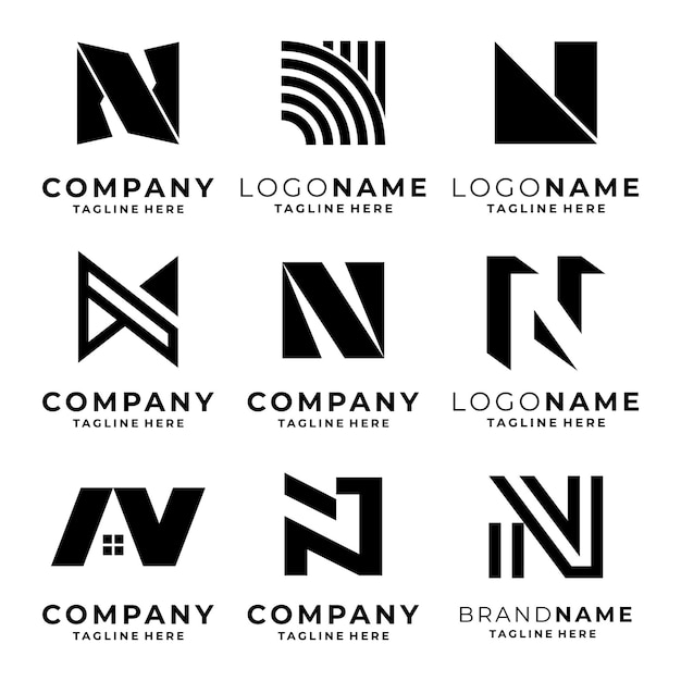Conjunto de vectores de plantillas de logotipo de N letras