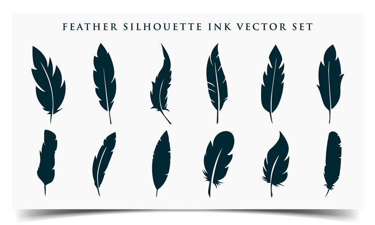 Conjunto de vectores de plumas ilustración de forma de pluma simple Inspiración en el diseño del logotipo de silueta de plumas
