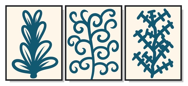 Conjunto de vectores de póster de arte de pared minimalista botánico Diseño para impresiones enmarcadas de pared impresiones en lienzo póster decoración del hogar cubierta de papel tapiz 01