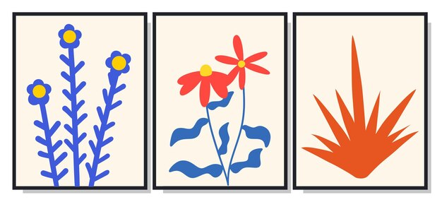 Conjunto de vectores de póster de arte de pared minimalista botánico Diseño para impresiones enmarcadas de pared impresiones en lienzo póster decoración del hogar cubierta de papel tapiz 01