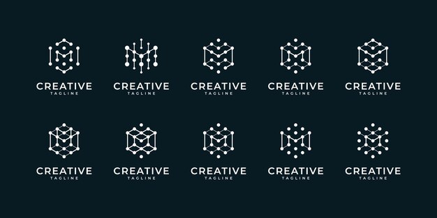 Conjunto de vectores premium de diseño de logotipo de la letra M