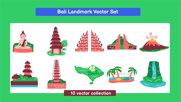 Vector conjunto de vectores de punto de referencia de bali