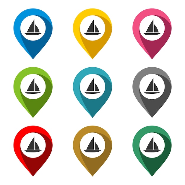 Conjunto de vectores de punto de ubicación Vector de diseño de ilustración de vela EPS 10
