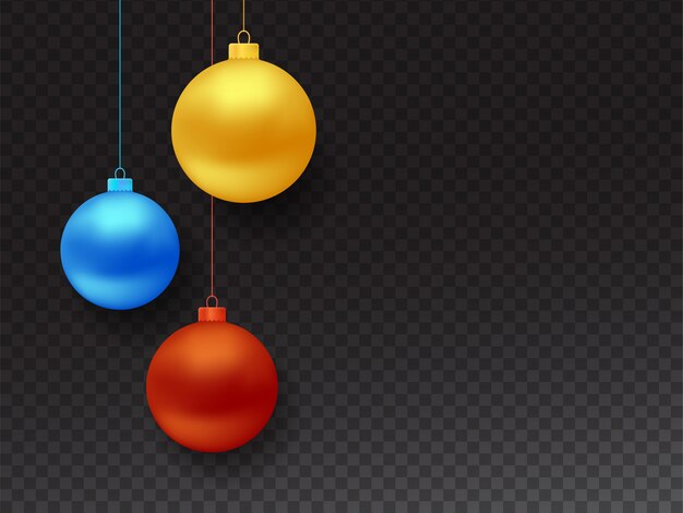 Conjunto de vectores realista colgando bolas de Navidad