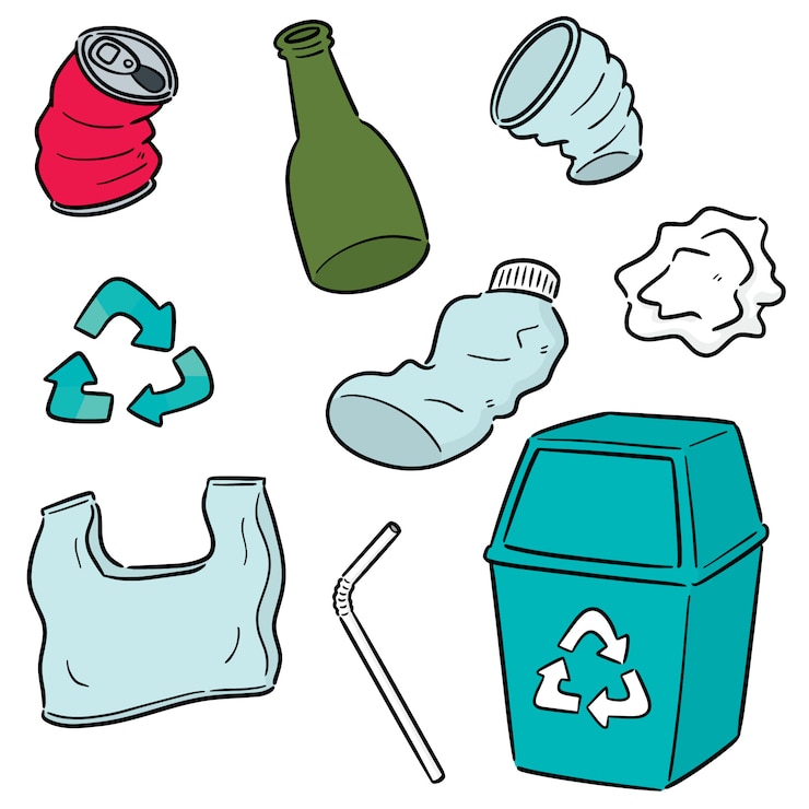 Vector conjunto de vectores de reciclaje de basura