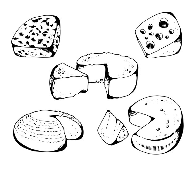 Conjunto de vectores de recogida de queso