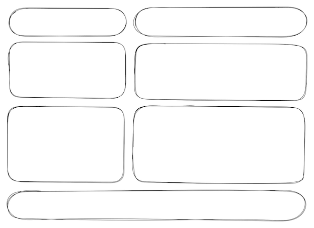 Conjunto de vectores rectangulares de resaltador dibujados a mano