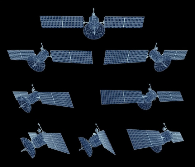 Conjunto de vectores satélite de comunicaciones de la tecnología espacial de órbita cercana a la Tierra del futuro