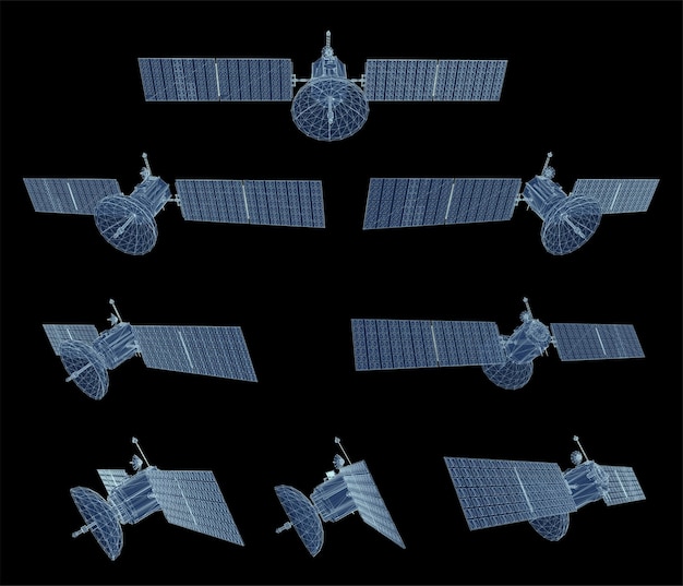 Conjunto de vectores satélite de comunicaciones de la tecnología espacial de órbita cercana a la Tierra del futuro