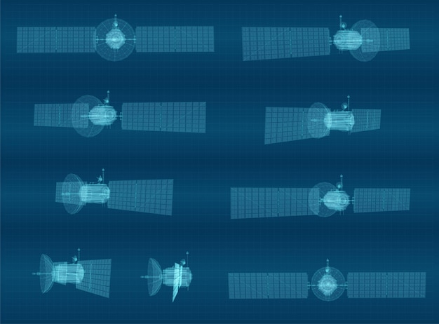 Conjunto de vectores satélite de comunicaciones de la tecnología espacial de órbita cercana a la Tierra del futuro