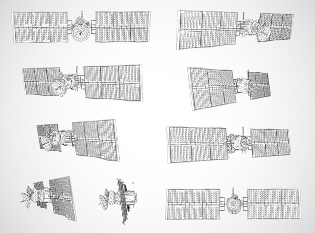 Conjunto de vectores satélite de comunicaciones de la tecnología espacial de órbita cercana a la Tierra del futuro