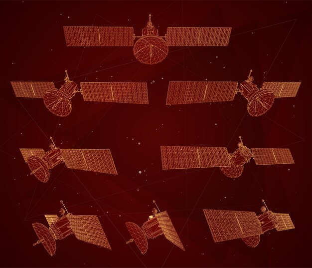 Conjunto de vectores satélite de comunicaciones de la tecnología espacial de órbita cercana a la Tierra del futuro