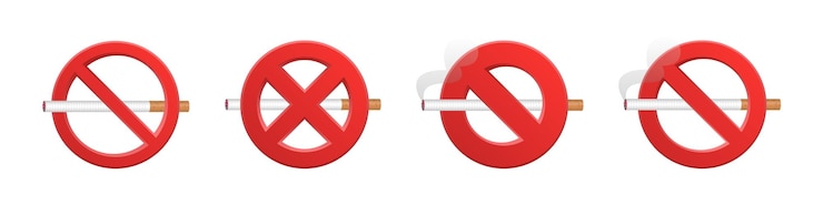 Vector conjunto de vectores de señales de prohibición de fumar para áreas públicas