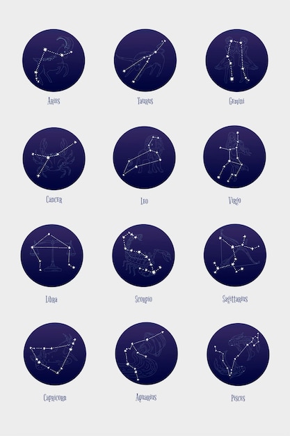 Conjunto de vectores de signos astrológicos de estrellas