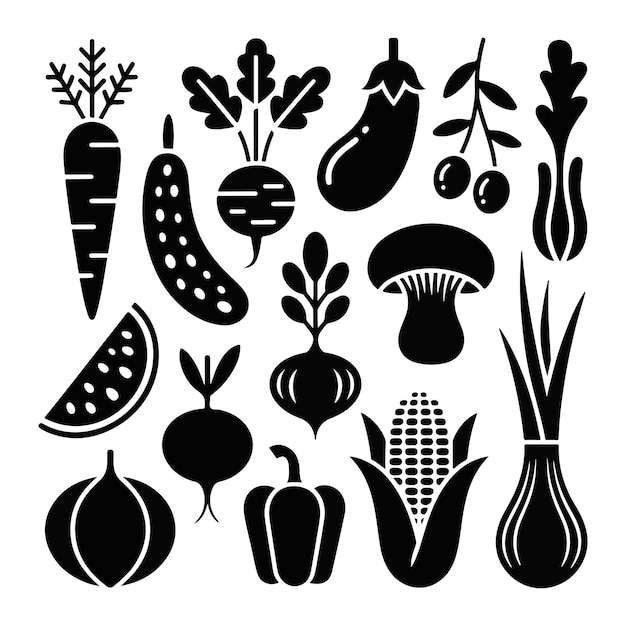 Conjunto de vectores de silueta de alimentos