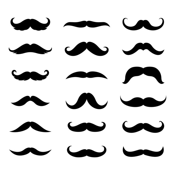 Vector conjunto de vectores de silueta de bigote