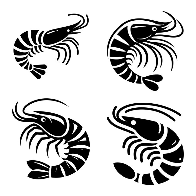 Conjunto de vectores de silueta de camarón Este es un vector editable e imprimible
