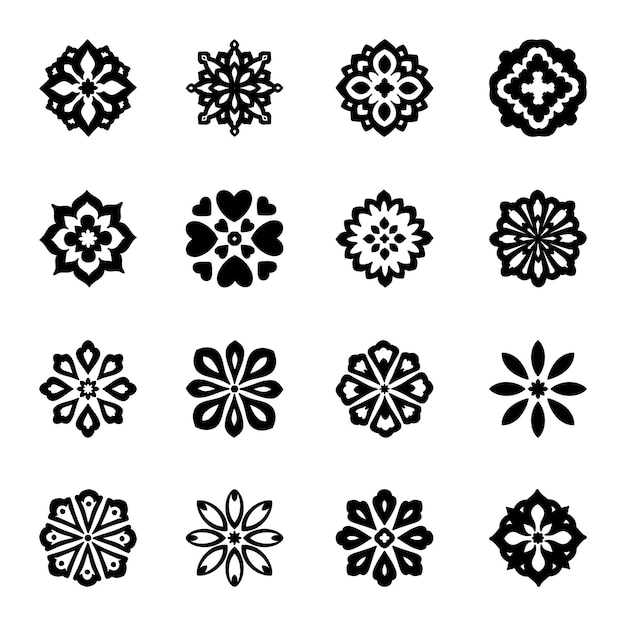Conjunto de vectores de silueta de flores