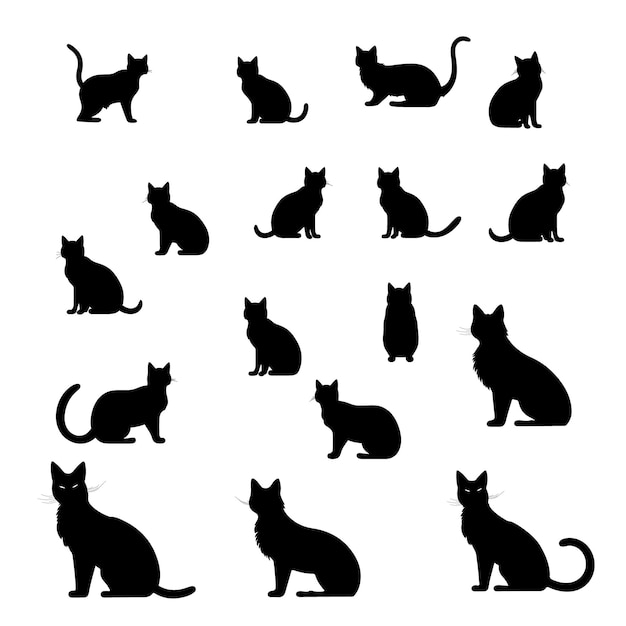 Conjunto de vectores de silueta de gato