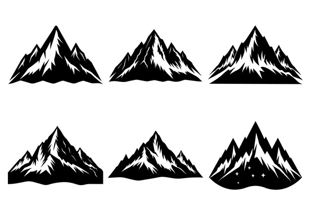 Conjunto de vectores de silueta de icono de montaña