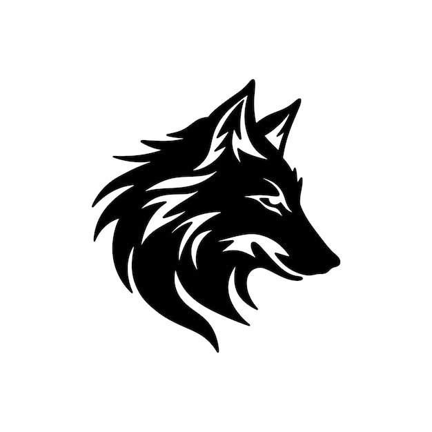 Conjunto de vectores de silueta de logotipo de lobo