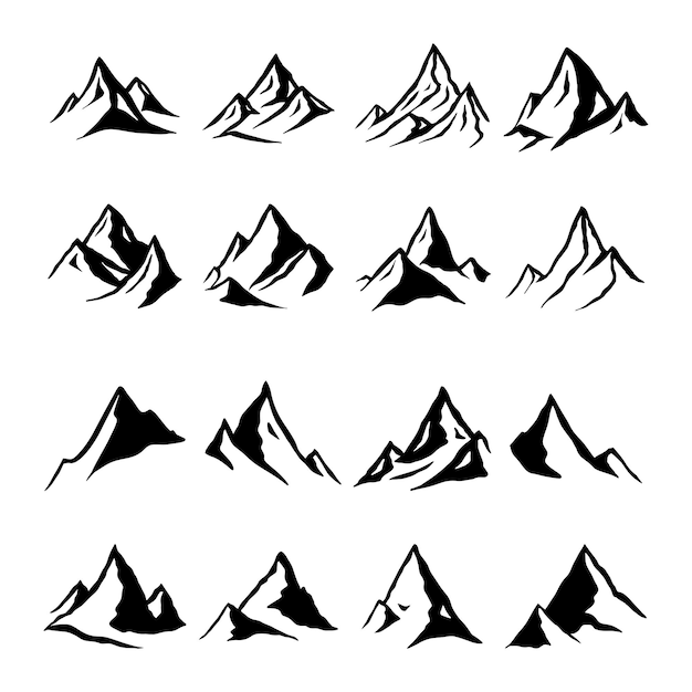 conjunto de vectores de silueta de montaña