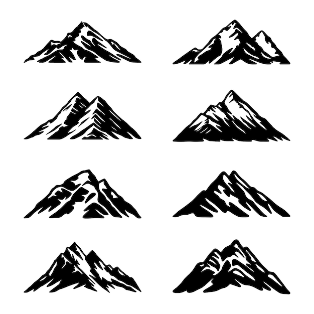 Conjunto de vectores de silueta de montaña