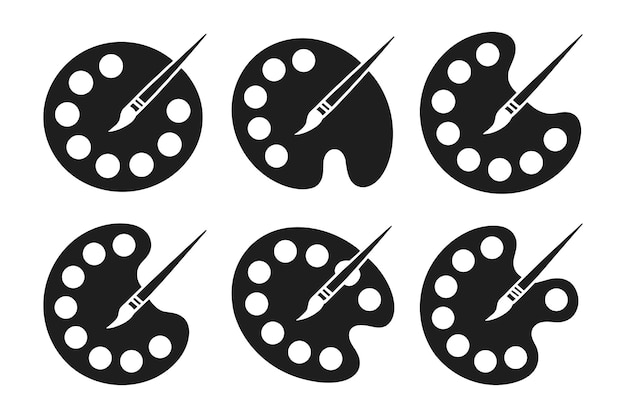 Conjunto de vectores de silueta de paleta de artista para proyectos de diseño de regreso a la escuela