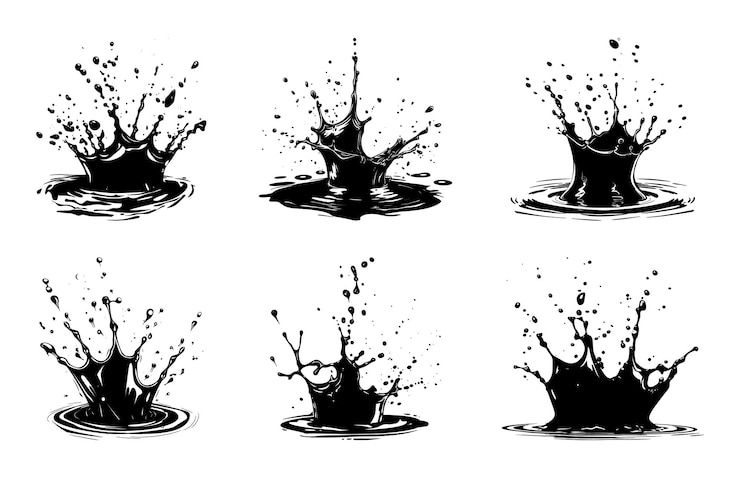 Vector el conjunto de vectores de silueta de salpicaduras de agua clipart bundle