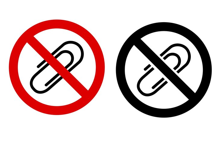 Vector conjunto de vectores simples 2 icono de línea gruesa de estilo signo prohibido sin clip de papel aislado en blanco