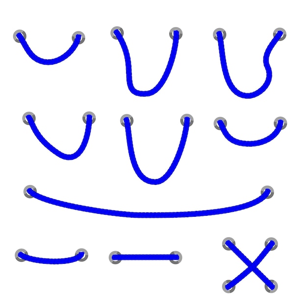 Conjunto de vectores simples Estilo diferente Cuerda azul fuera del agujero aislado en blanco