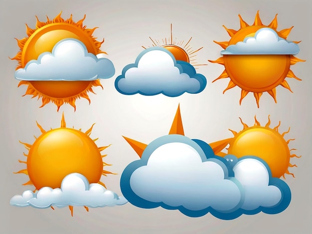 Vector conjunto de vectores de sol y nube aislados