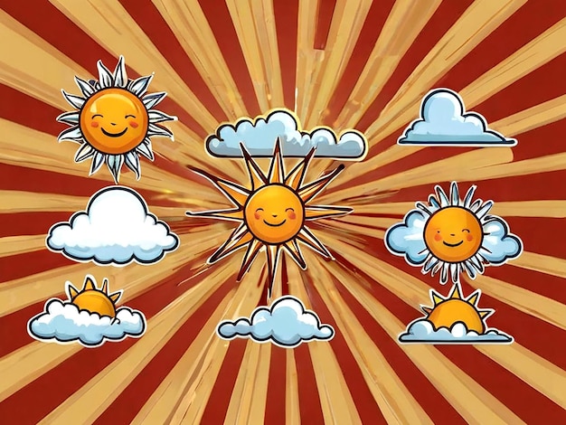 Vector conjunto de vectores de sol y nube aislados