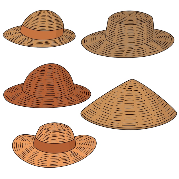 Vector conjunto de vectores de sombrero de paja