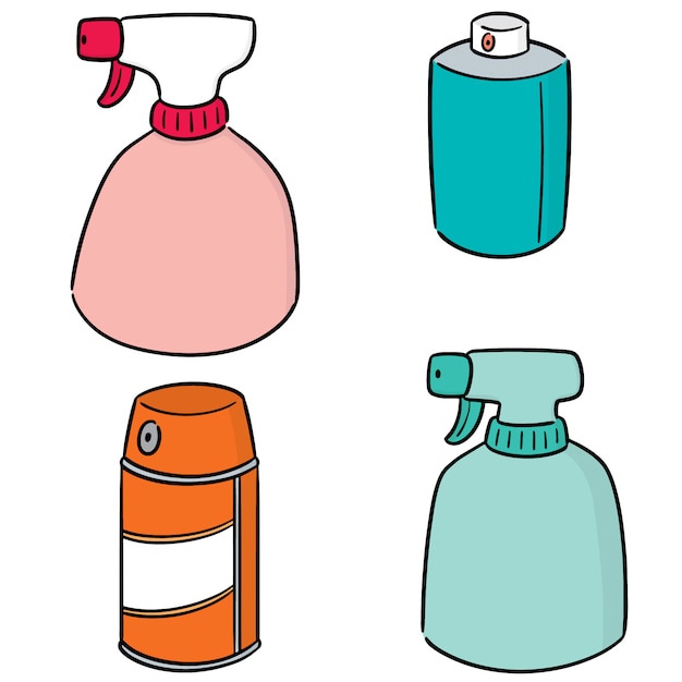 Vector conjunto de vectores de spray y botella