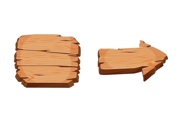 Conjunto de vectores de tablero de madera vacío de material de madera marrón