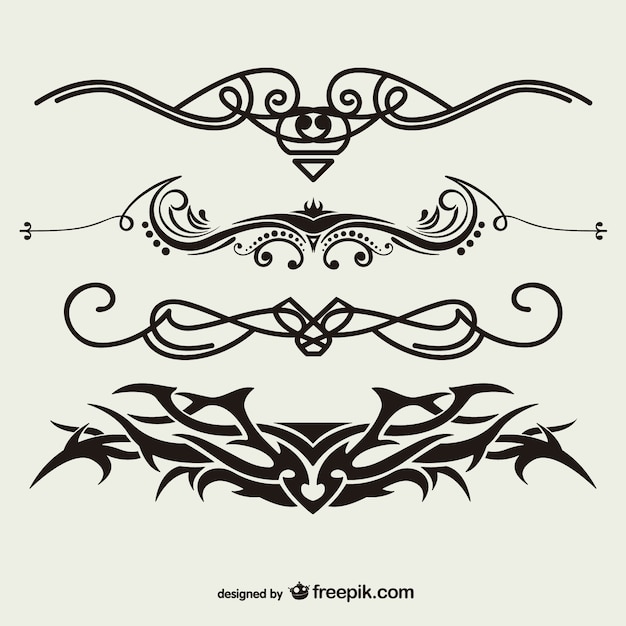 Vector conjunto de vectores de tatuajes tribales